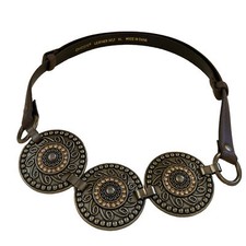 Chicos M/L Leather Belt With Embellished Medallions Adjustable Snap Closure