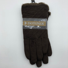 Isotoner Brushed Microfiber Gloves Brown Womens Large NWT