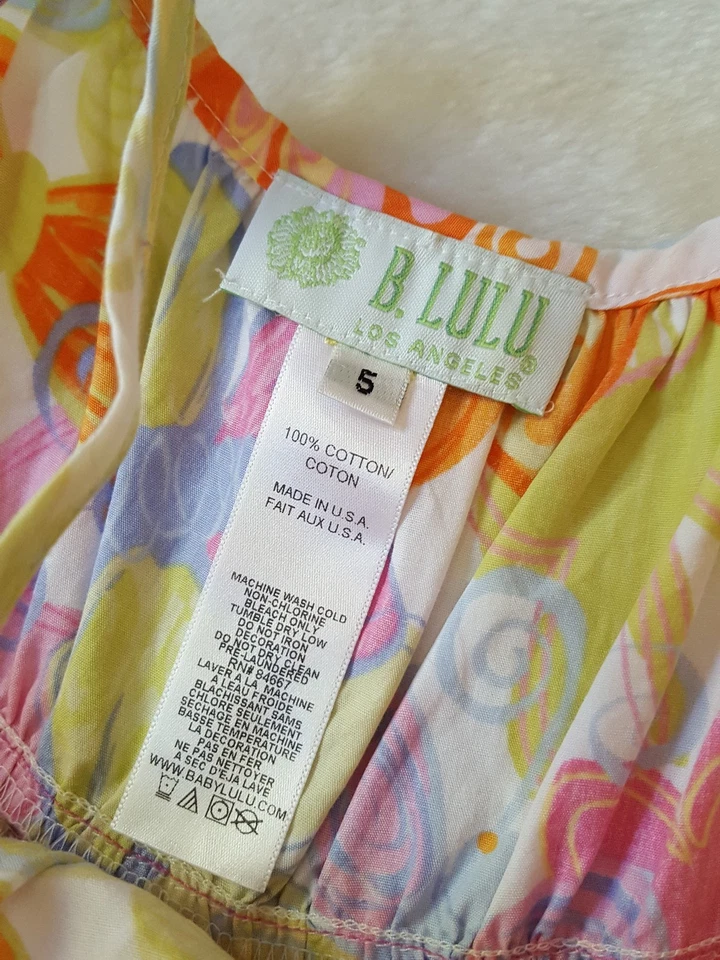NWOT BABY LULU Princess Butterfly Bella Tier Sun Dress 5 Pink Green Orange Beach - Image 3 of 4