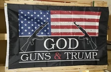 Donald Trump God & Guns Flag FREE SHIP Save America Republican USA Sign 3x5’