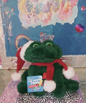 Vtg. Fun World / ''Freddy The Singing Frog'' Croaks Jingle Bells Song 9'' Plush!