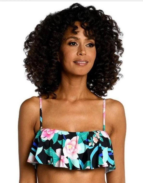 Top bandeau LA BLANCA azul océano verde lima estampado floral tropical TALLA 6  Foto 3 de 4