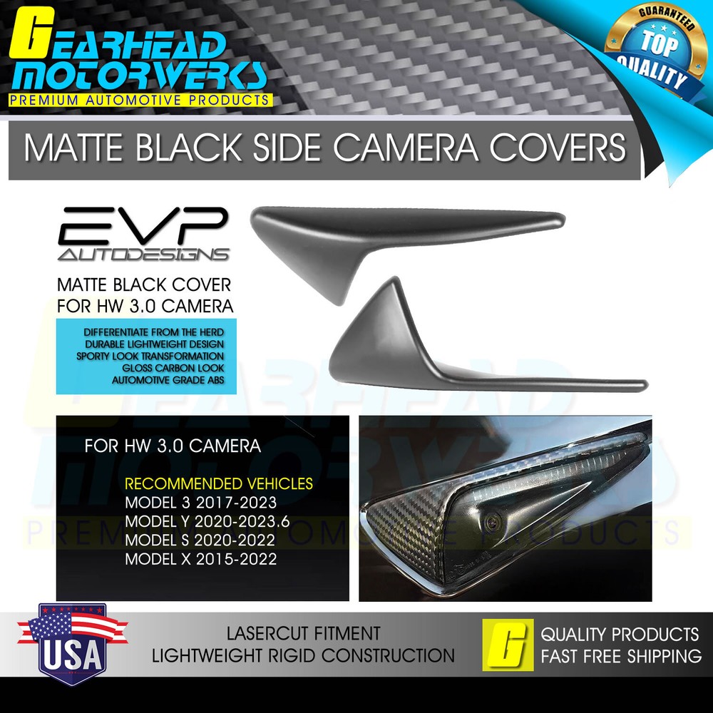 Matte Black Side Camera Trim Protect Cover Accessories for Tesla Model 3 Y S X