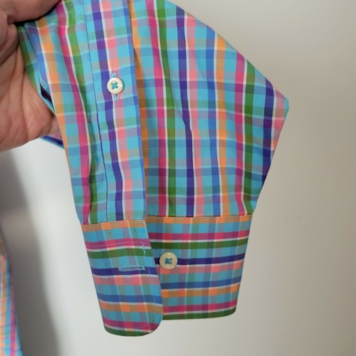 Camisa Peter Millar Fin de Semana Acabada Abotonada Multicolor A Cuadros Para Hombre Talla L - Imagen 9 de 11