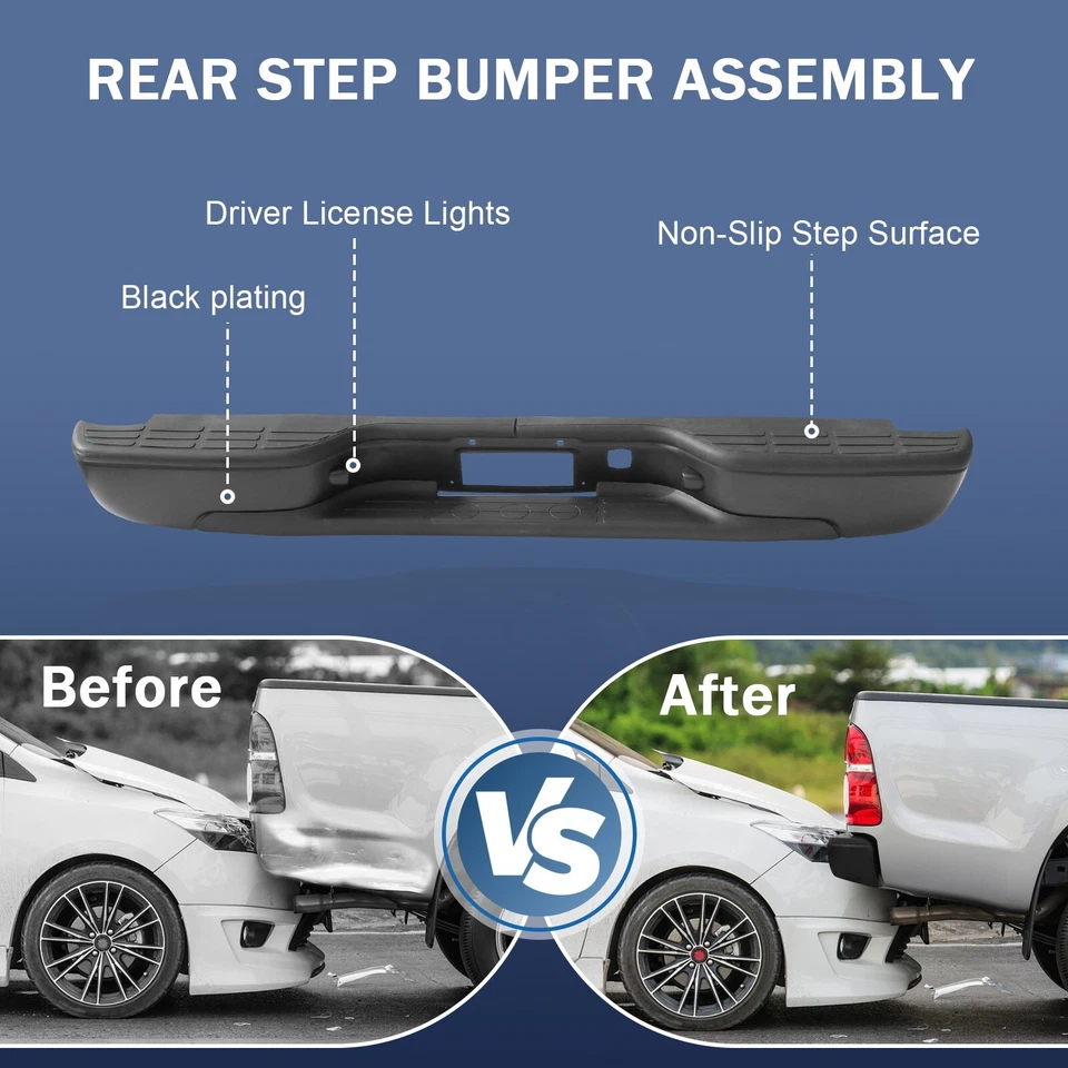 Rear Step Bumper For Chevy Silverado For GMC Sierra 1500 1999-2007 Black  - Image 4 of 4