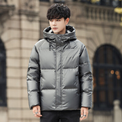 Winter Down Jacket Men's Short Hooded Trendy Thickened Warm 90