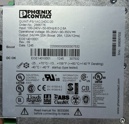 Phoenix Contact Quint-ps/1ac/24dc/20 Power Supply #New - Picture 5 of 6