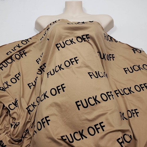 Sassy "F*** Off" Text Print Double Brushed Poly Spandex Jersey Fabric - Picture 2 of 7