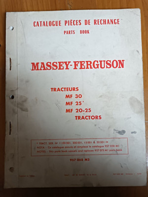 Orig. Massey Ferguson MF 30 25 20 Tractor Catalogue Parts Book FRA. ENG. Ki
