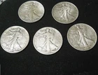 Set of (5) - WALKING LIBERTY 1934, 35, 43, 44 & 1945 Half Dollar Silver US Coins