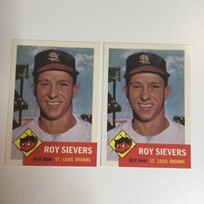1991 TOPPS ARCHIVES 1953 REPRINT 2X LOT #67 ROY SIEVERS BROWNS EX/NM