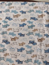 LITTLE ME Baby Blanket Puppy Dog One Size Jersey Cotton Stretchy Brown Blue