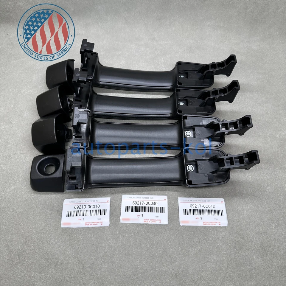 New Set of 4 Exterior Door Handles Black For 2007-2018 Toyota Tundra 69210-0C010 Foto 3 de 4