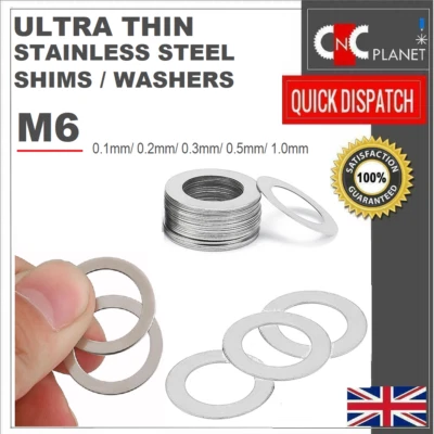 M3 M4 M5 M6 M8 THIN FLAT HEAD PROFILE SCREWS M6 Ultra Thin Washers Shims Spacer Flat Precision Gasket Stainless Steel Din 988