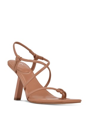 MARC FISHER Womens Beige Gadella Toe Slip On Leather Heeled Thong Sandals 6 M