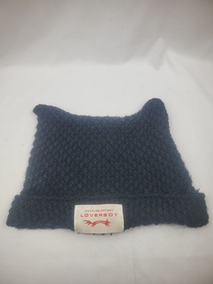 Charles Jeffrey Loverboy Black Wool Knit Beanie Hat Cap with Logo