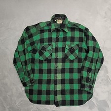 VTG Frost Proof Shirt Jacket Mens 16 Green Buffalo Plaid Wool Over Shirt Logger