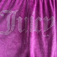 Juicy Couture Vintage Fuchsia Textured Velour Bling Track Pants Size Large