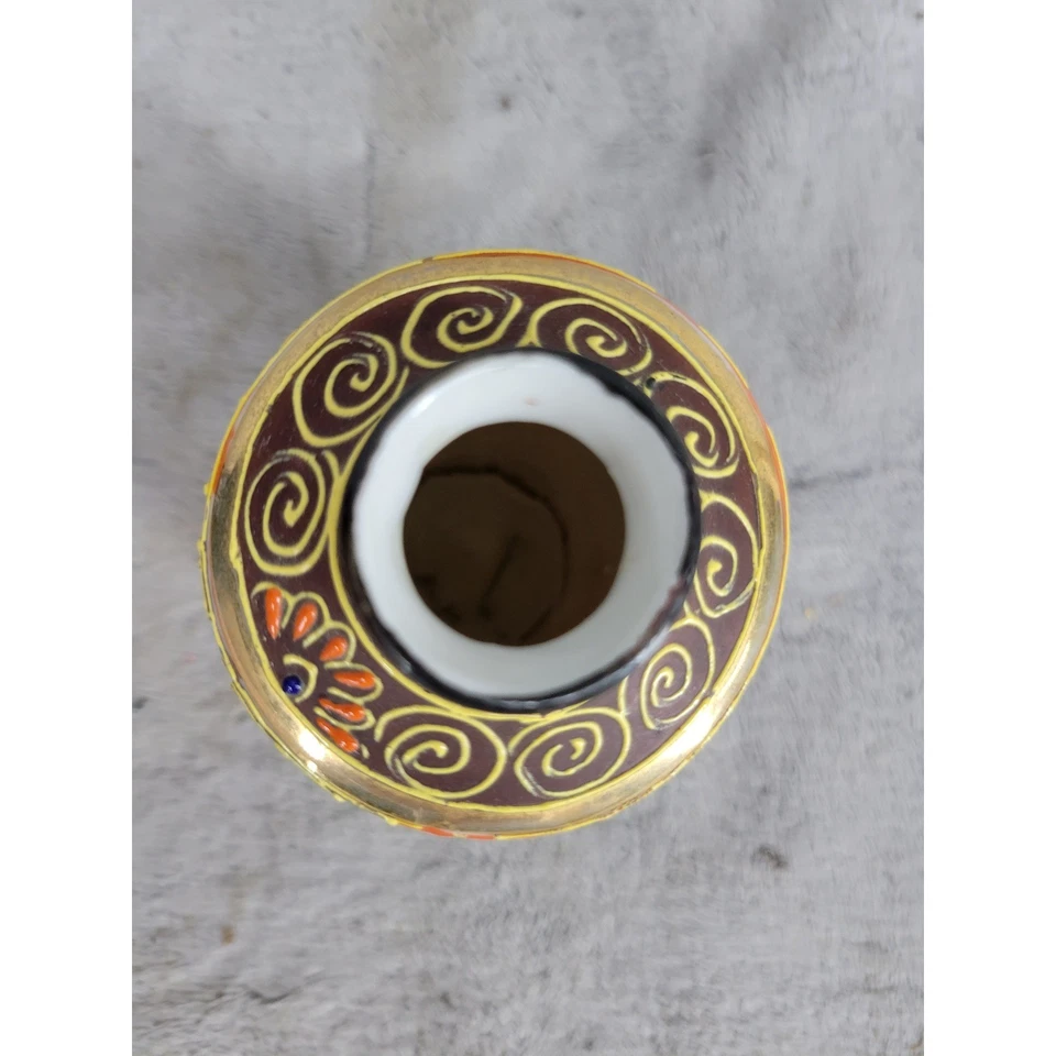 Mini Jarrón Vintage Pintado a Mano Hecho en Japón Figura Cerámica Coleccionable Foto 4 de 4