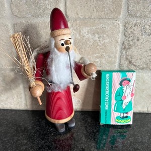 VTG German Santa Claus Smoker Burner Wooden Figurine Decor w/ 4 Boxes Incense *