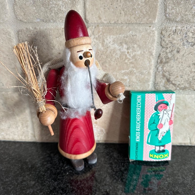 VTG German Santa Claus Smoker Burner Wooden Figurine Decor w/ 4 Boxes Incense *