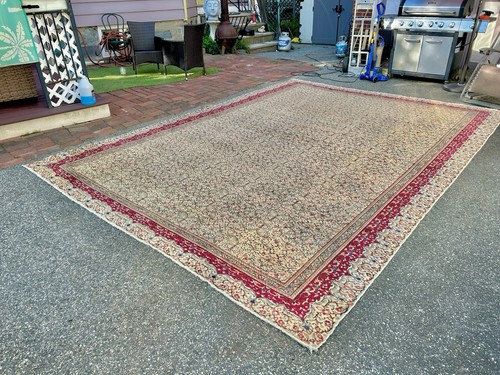 Estate Vintage Old Handmade Wool Oriental Rug 10 X 14