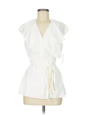 NWT H By Halston Women White Sleeveless Blouse M