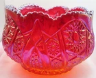 Vintage Indiana Glass Heirloom Sunset Ruby Red Carnival Iridescent Rose Bowl
