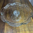 Anchor Hocking Cake Stand Savannah Embossed Floral Motif Pedestl Vtg Clear Glass