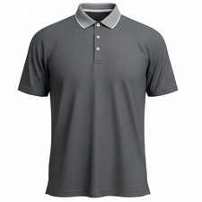 Hickey Freeman Mens Gray Geometric Performance Polo Shirt HEST861C0001 Size XL