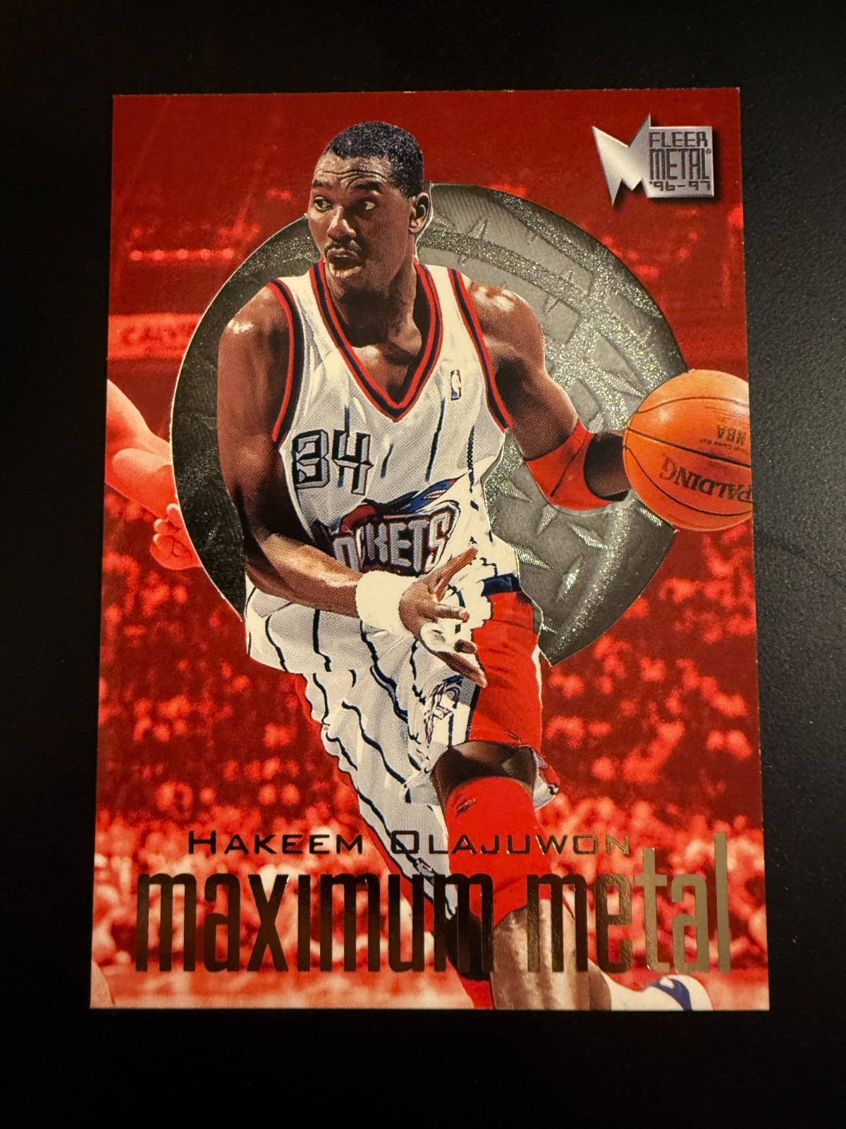 1996-97 Fleer Maximum Metal Hakeem Olajuwon Houston Rockets #7 HOF 1 in 180