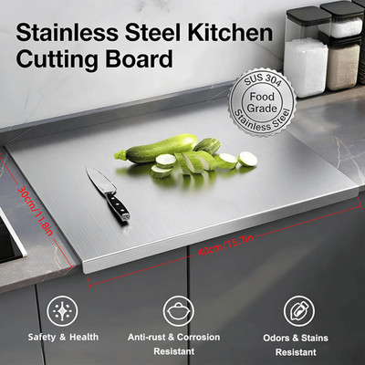 Stainless Steel Cutting Board for Kitchen - Large 304 Chopping Boards, Suitable 