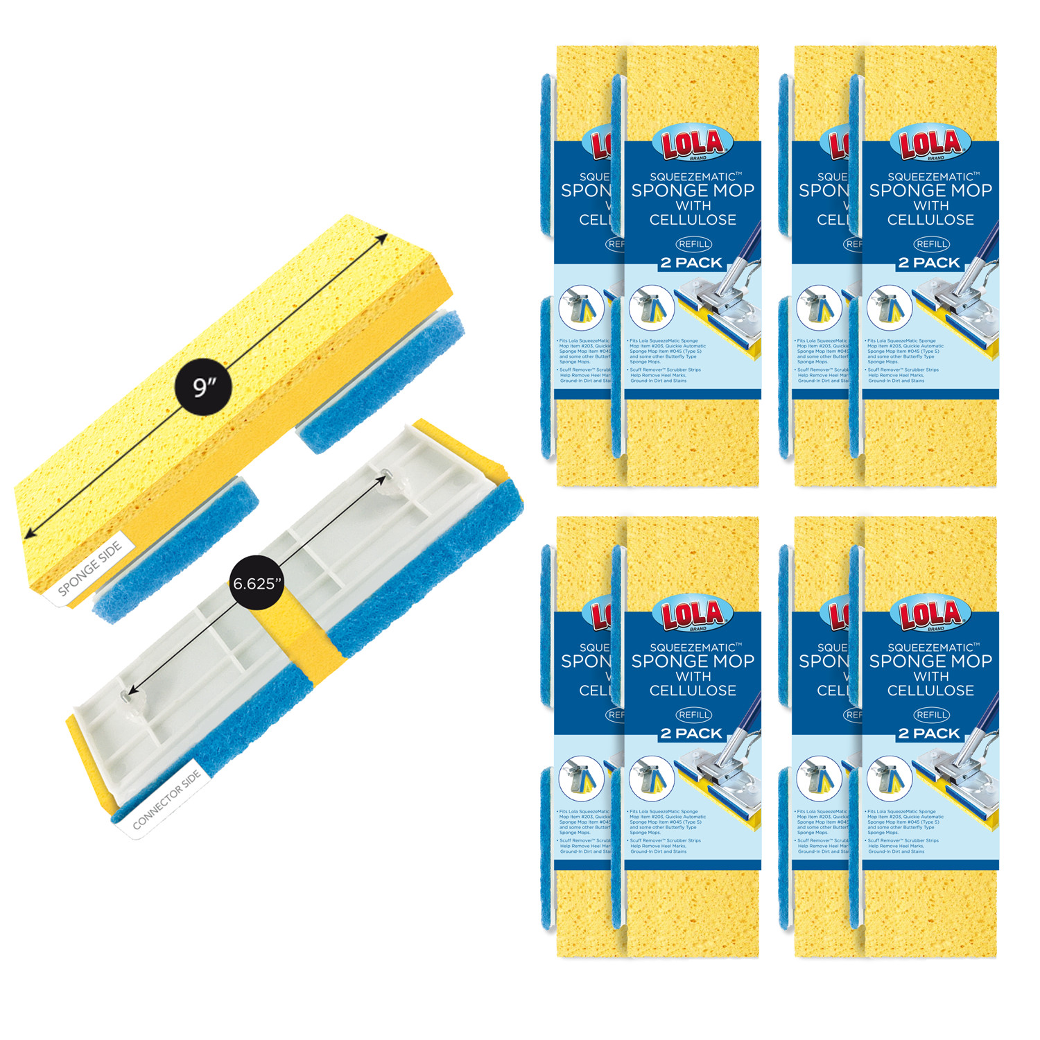 Cellulose & Foam SqueezeMatic Butterfly Mop Refill 4 Pk - Co