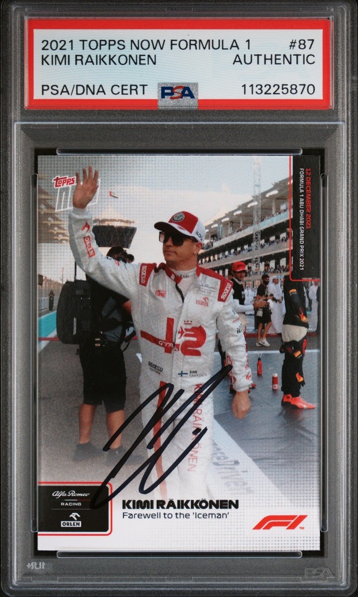 KIMI RAIKKONEN SIGNED F1 TOPPS NOW FAREWELL TO THE ICEMAN CARD PSA