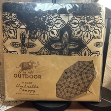 World Market  9 FT MARKET UMBRELLA, Replacement Black & White Seaside Tile New