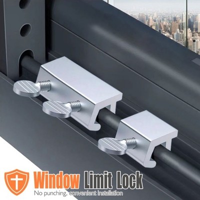 Adjustable Sliding Window Lock 4Pieces No Drill Security Ventilation Restrictor