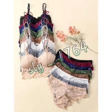 4Pcs Lingerie Sets for Women Sexy Lace Bra Panty Set Babydoll Bra Set Sleepwear