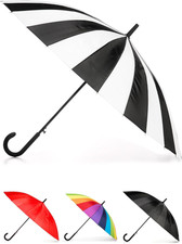 Large Eco Auto-Open 24 Rib Stick Umbrella with a Classic J Hook Curved Handle an