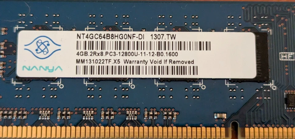 Nanya 4GB PC3-12800U DDR3-1600 Desktop RAM – NT4GC64B8HG0NF-DI - Image 2 of 2