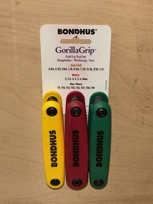 3x Bondhus Gorilla Grip Set Torx Inbuss Zoll+Metrisch Klappwerkzeug Werkzeug