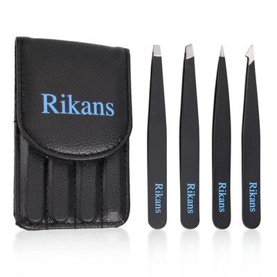 Precision Tweezers Set - 4 Professional Stainless Steel Tools for Hair Removal
