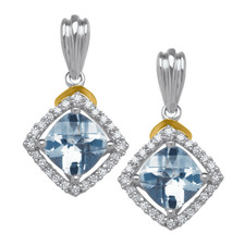 Finecraft Aquamarine & Diamond Drop Earrings ...