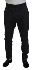 Dolce & Gabbana Dark Gray Stripes Chino Dress Men's Pants Authentic