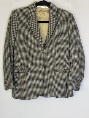 Vintage St Michael Marks & Spencer Womens UK 8 Pure New Wool Green Houndstooth