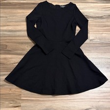Lulus Forever Chic Black Long Sleeve Mini Fit And Flare Dress Womens Size S