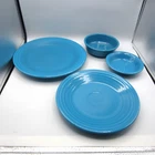 Lot of 4 HLC Fiesta Ware Classic Peacock Blue - 2 Plates, 2 Bowls