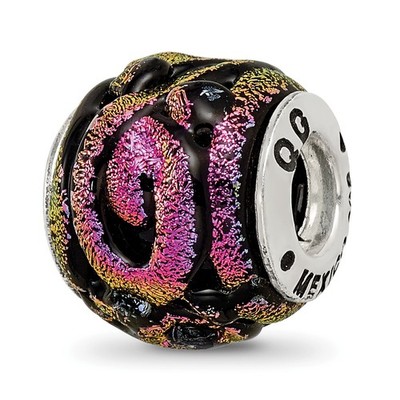 Silver Reflections Purple Dichroic Glass Bead QRS1796