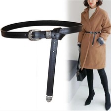 Vintage Waist Belt Genuine Leather Double Buckle Boho Women's Slim 1.8cm Belts