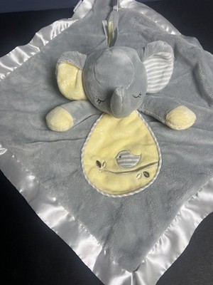 Douglas Baby Gray Elephant Yellow Bird Lovey Security Blanket Plush Satin 14.5 