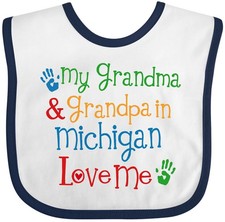Inktastic Michigan Grandma Loves Me Baby Bib Grandchild Grandkids Clothing
